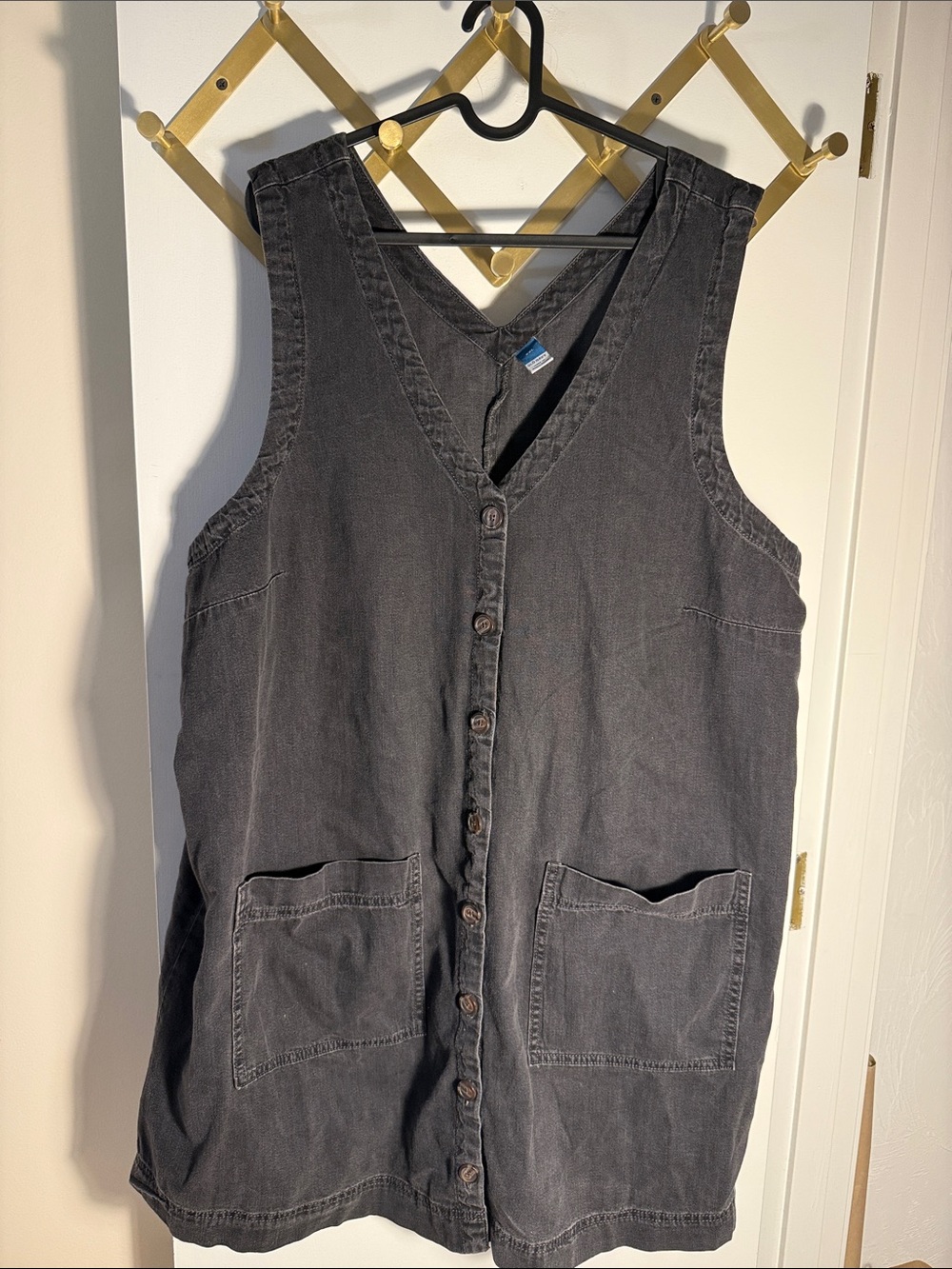 Old Navy Black Washed Button-Front Dress